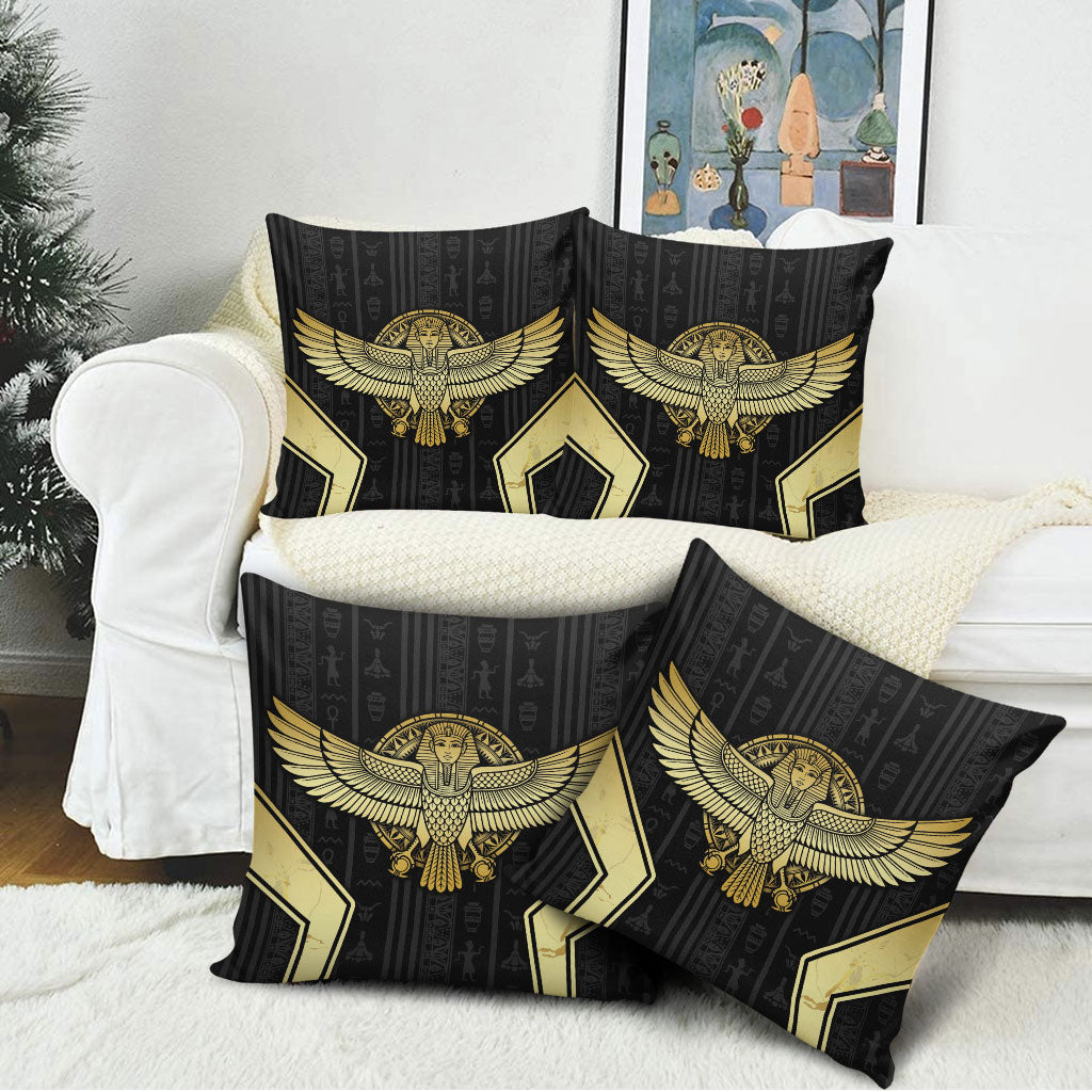Egypt BA Pillow Cover Winged Pharaoh Hieroglyphic Patterns