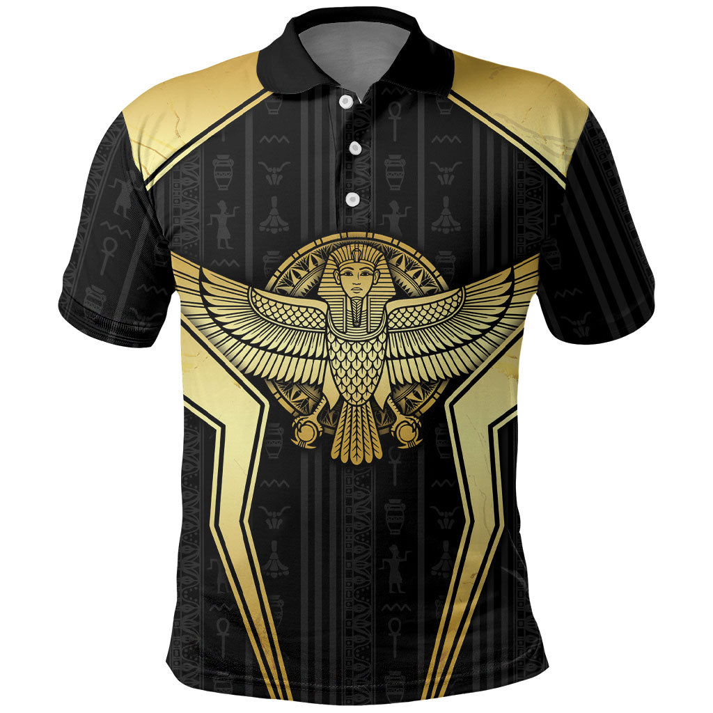 Egypt BA Polo Shirt Winged Pharaoh Hieroglyphic Patterns