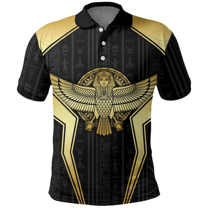Egypt BA Polo Shirt Winged Pharaoh Hieroglyphic Patterns