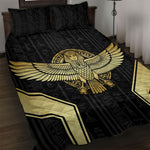 Egypt BA Quilt Bed Set Winged Pharaoh Hieroglyphic Patterns