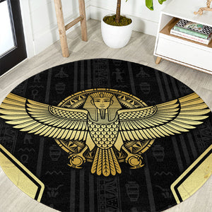 Egypt BA Round Carpet Winged Pharaoh Hieroglyphic Patterns