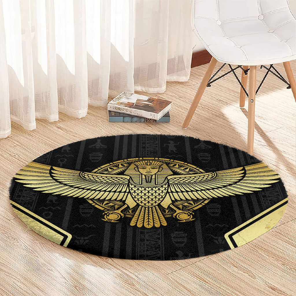 Egypt BA Round Carpet Winged Pharaoh Hieroglyphic Patterns