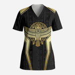 Egypt BA Scrub Top Winged Pharaoh Hieroglyphic Patterns