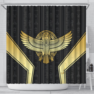 Egypt BA Shower Curtain Winged Pharaoh Hieroglyphic Patterns