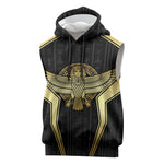 Egypt BA Sleeveless Hoodie Winged Pharaoh Hieroglyphic Patterns