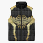 Egypt BA Sleeveless Puffer Jacket Winged Pharaoh Hieroglyphic Patterns