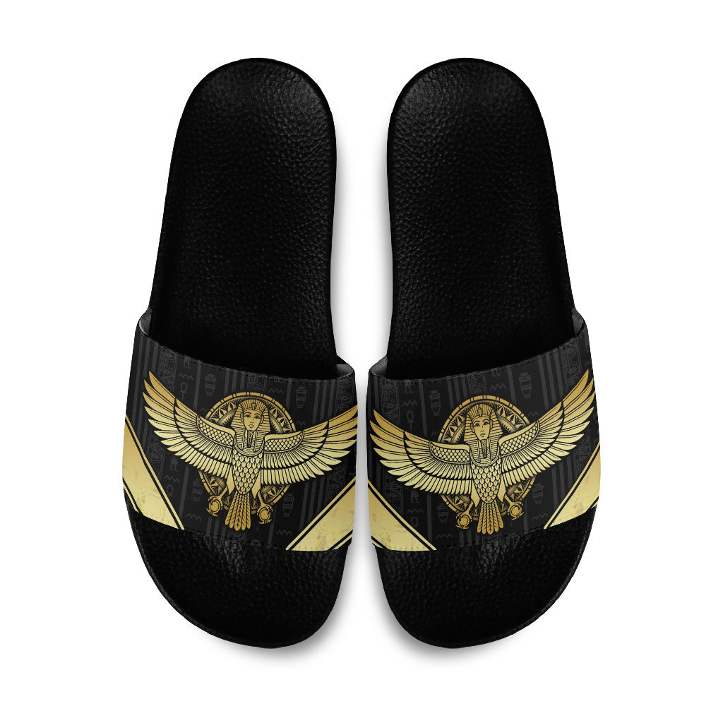 Egypt BA Slide Sandals Winged Pharaoh Hieroglyphic Patterns