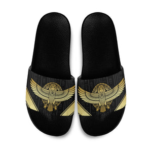Egypt BA Slide Sandals Winged Pharaoh Hieroglyphic Patterns