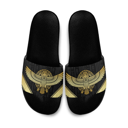 Egypt BA Slide Sandals Winged Pharaoh Hieroglyphic Patterns