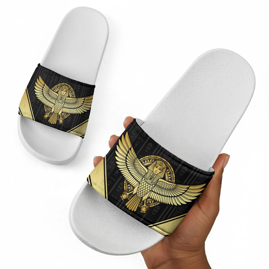 Egypt BA Slide Sandals Winged Pharaoh Hieroglyphic Patterns