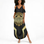 Egypt BA Summer Maxi Dress Winged Pharaoh Hieroglyphic Patterns