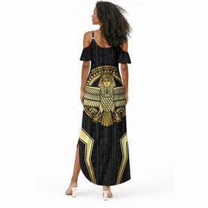 Egypt BA Summer Maxi Dress Winged Pharaoh Hieroglyphic Patterns