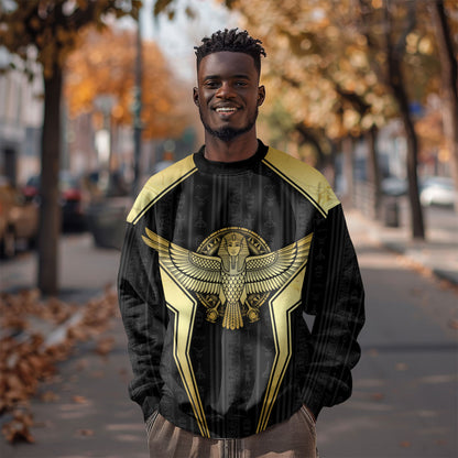 Egypt BA Sweatshirt Winged Pharaoh Hieroglyphic Patterns