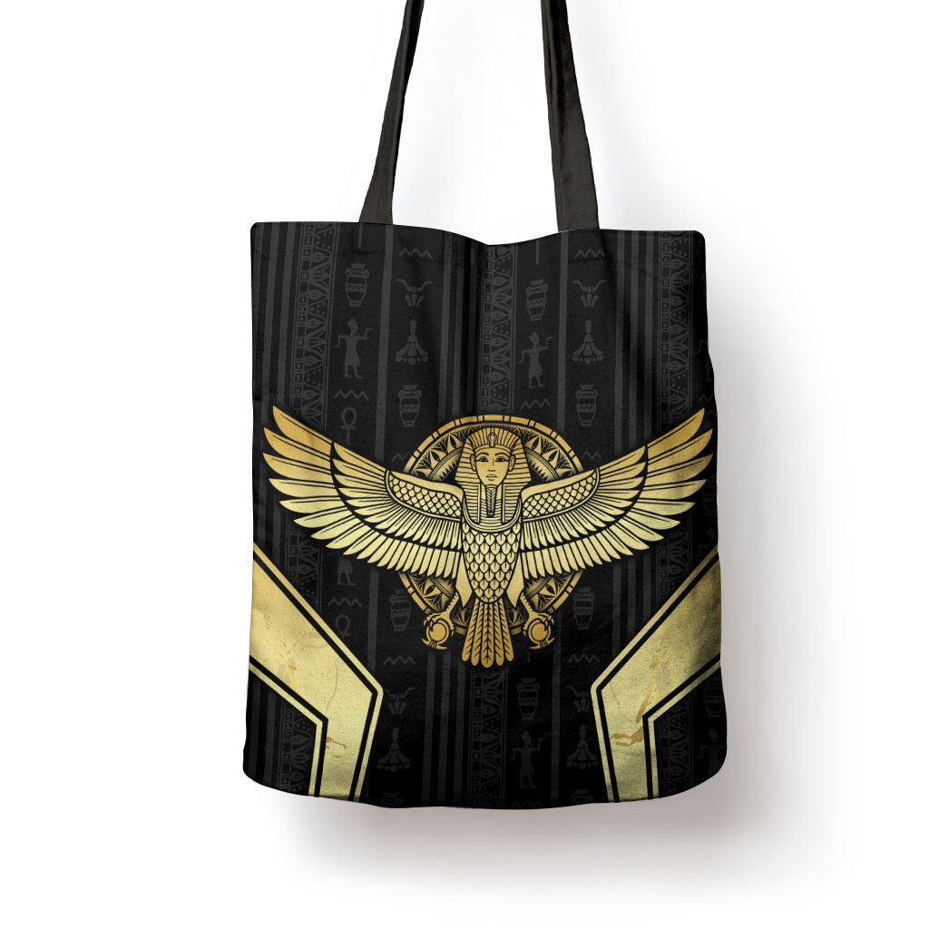 Egypt BA Tote Bag Winged Pharaoh Hieroglyphic Patterns
