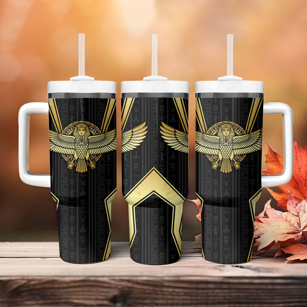 Egypt BA Tumbler With Handle Winged Pharaoh Hieroglyphic Patterns