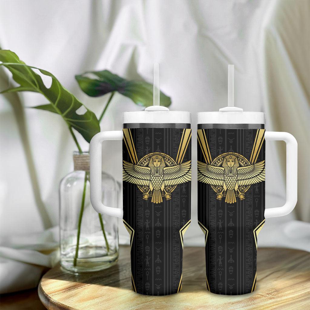 Egypt BA Tumbler With Handle Winged Pharaoh Hieroglyphic Patterns