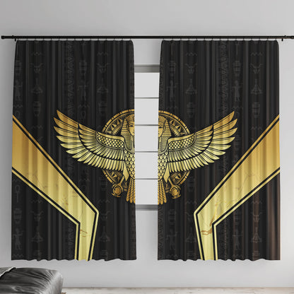 Egypt BA Window Curtain Winged Pharaoh Hieroglyphic Patterns