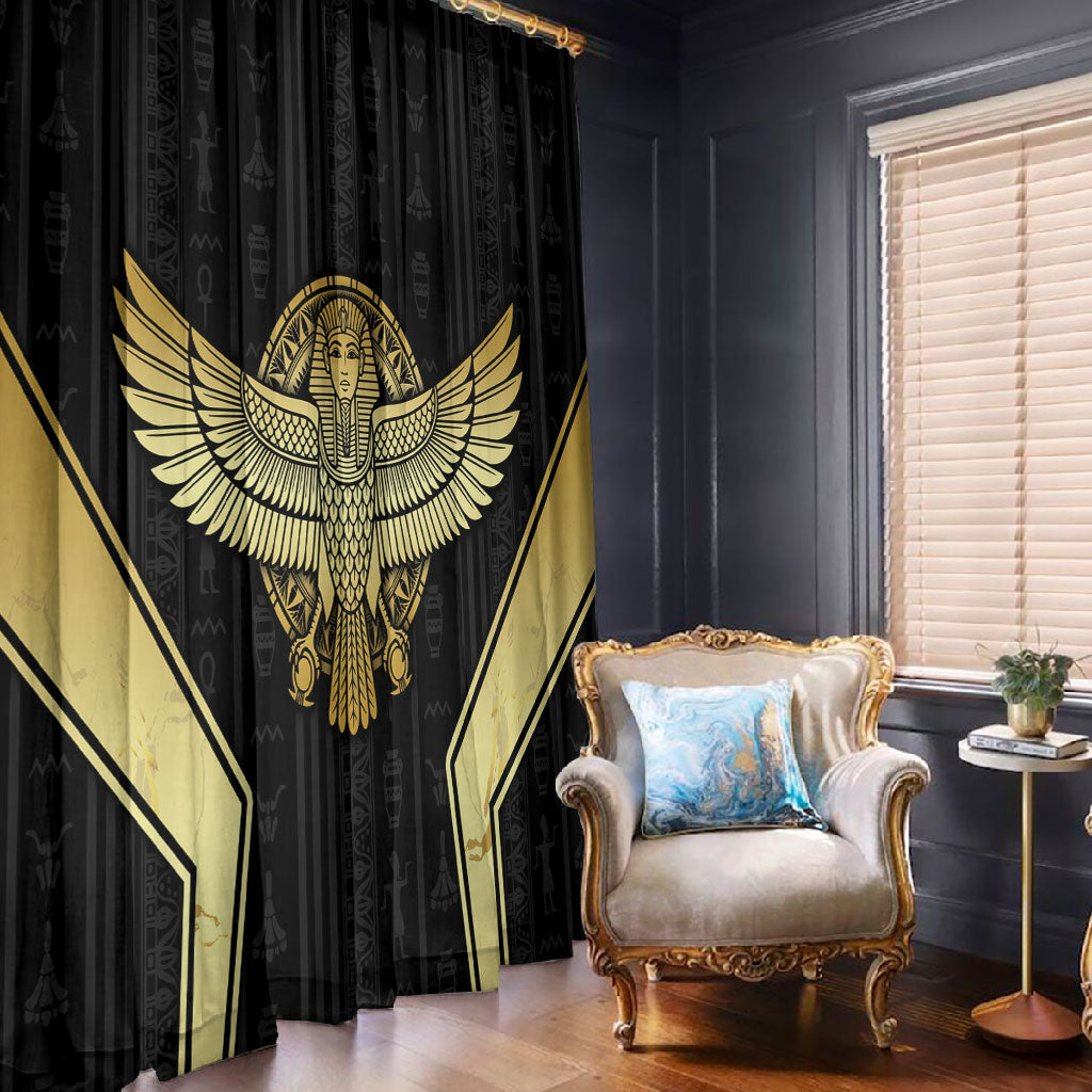 Egypt BA Window Curtain Winged Pharaoh Hieroglyphic Patterns