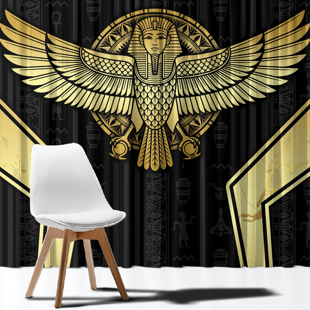 Egypt BA Window Curtain Winged Pharaoh Hieroglyphic Patterns