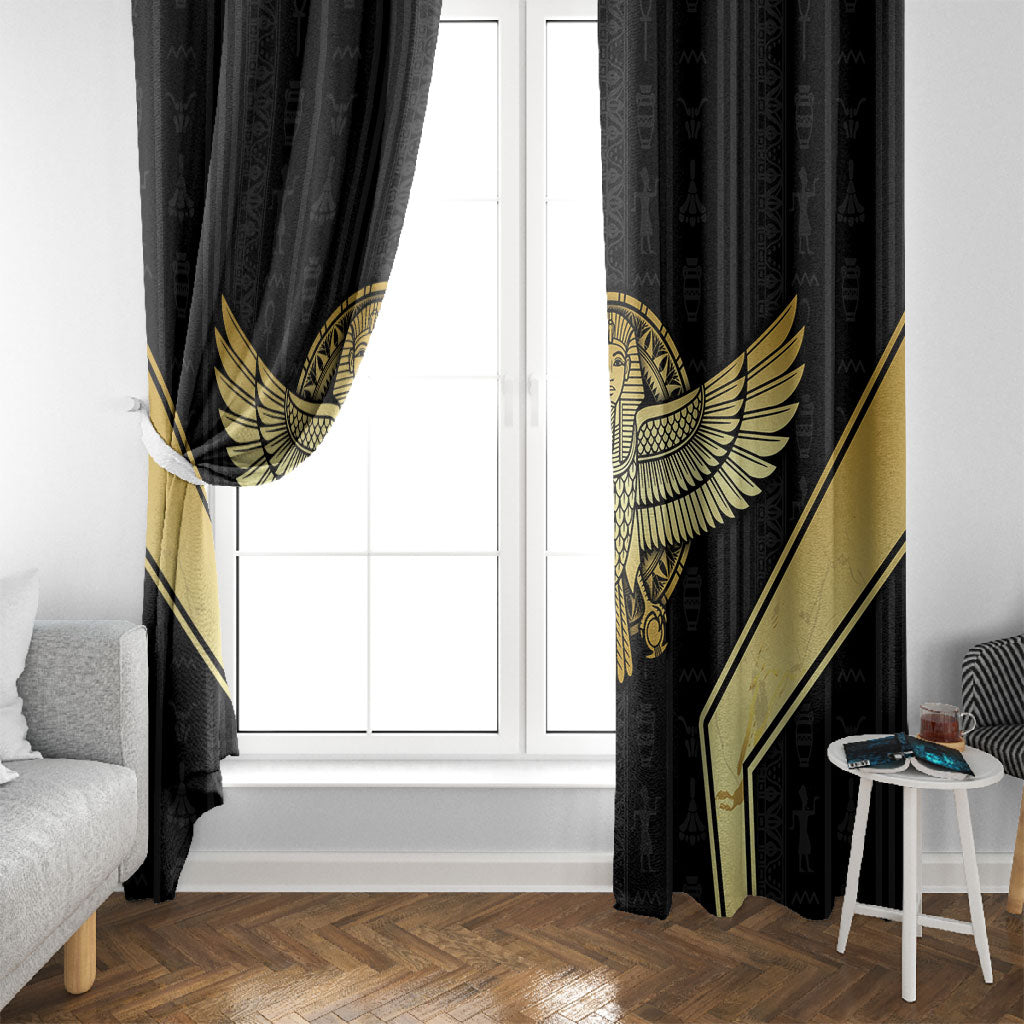 Egypt BA Window Curtain Winged Pharaoh Hieroglyphic Patterns