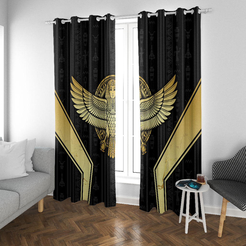 Egypt BA Window Curtain Winged Pharaoh Hieroglyphic Patterns