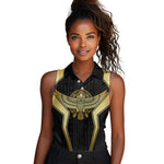 Egypt BA Women Sleeveless Polo Shirt Winged Pharaoh Hieroglyphic Patterns