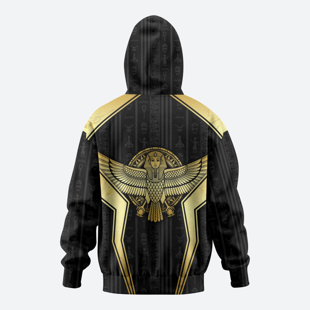 Egypt BA Zip Hoodie Winged Pharaoh Hieroglyphic Patterns