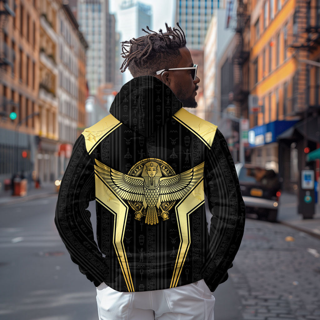 Egypt BA Zip Hoodie Winged Pharaoh Hieroglyphic Patterns