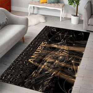 Egyptian God Anubis Area Rug Jackal Headed Deity Ancient Egypt Mythology Gilded