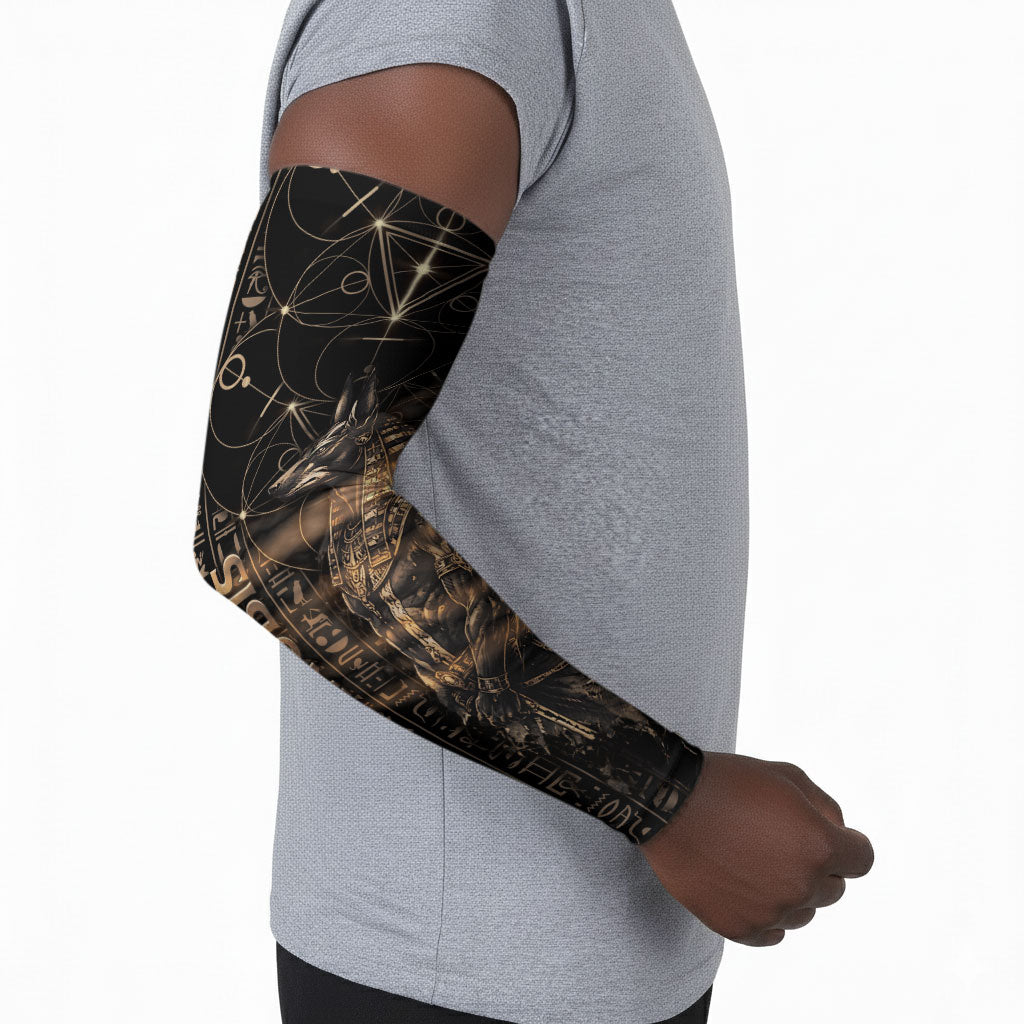 Personalized Egyptian God Anubis Arm Sleeves Jackal Headed Deity Ancient Egypt Mythology Gilded