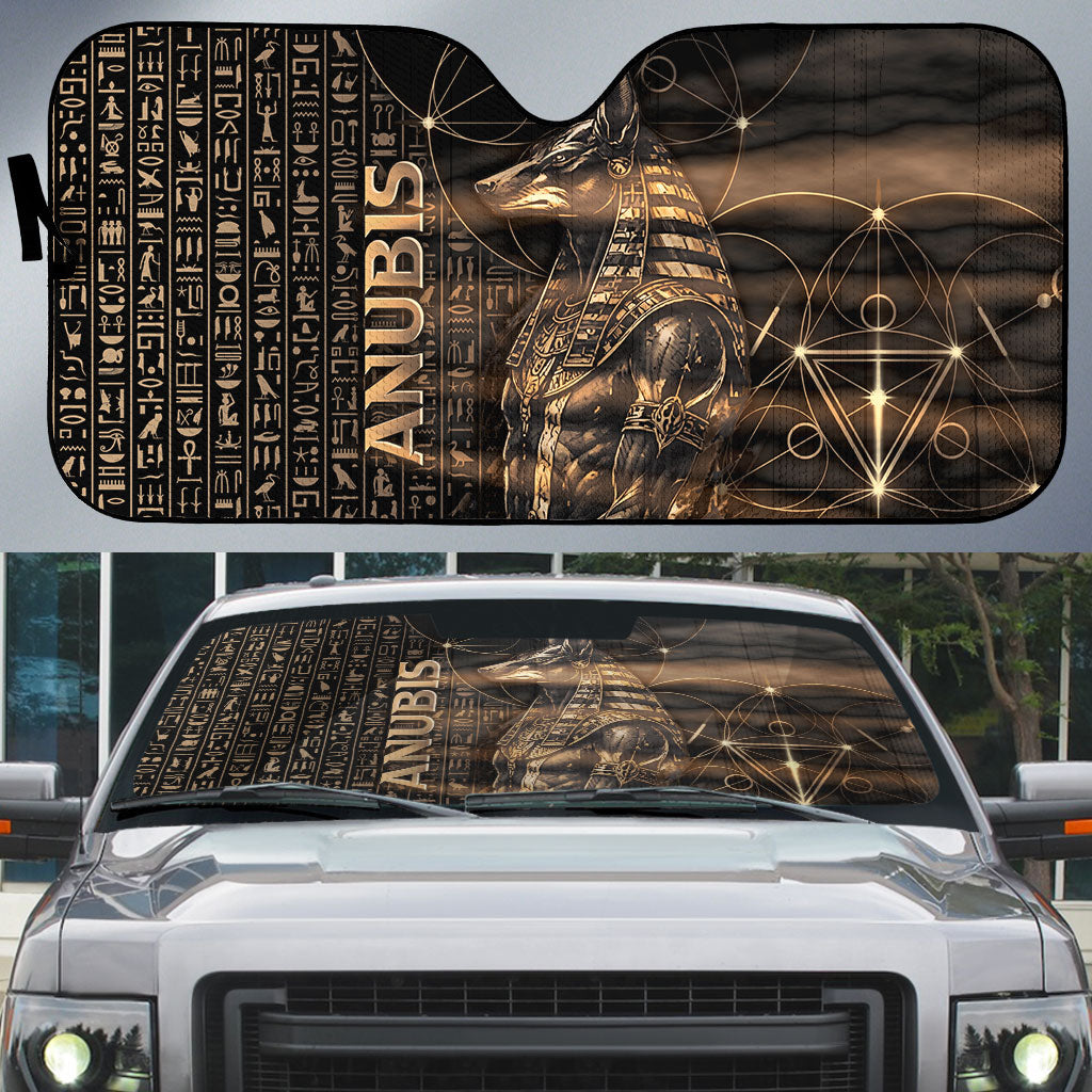 Egyptian God Anubis Auto Sun Shade Jackal Headed Deity Ancient Egypt Mythology Gilded