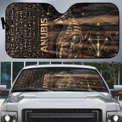 Egyptian God Anubis Auto Sun Shade Jackal Headed Deity Ancient Egypt Mythology Gilded