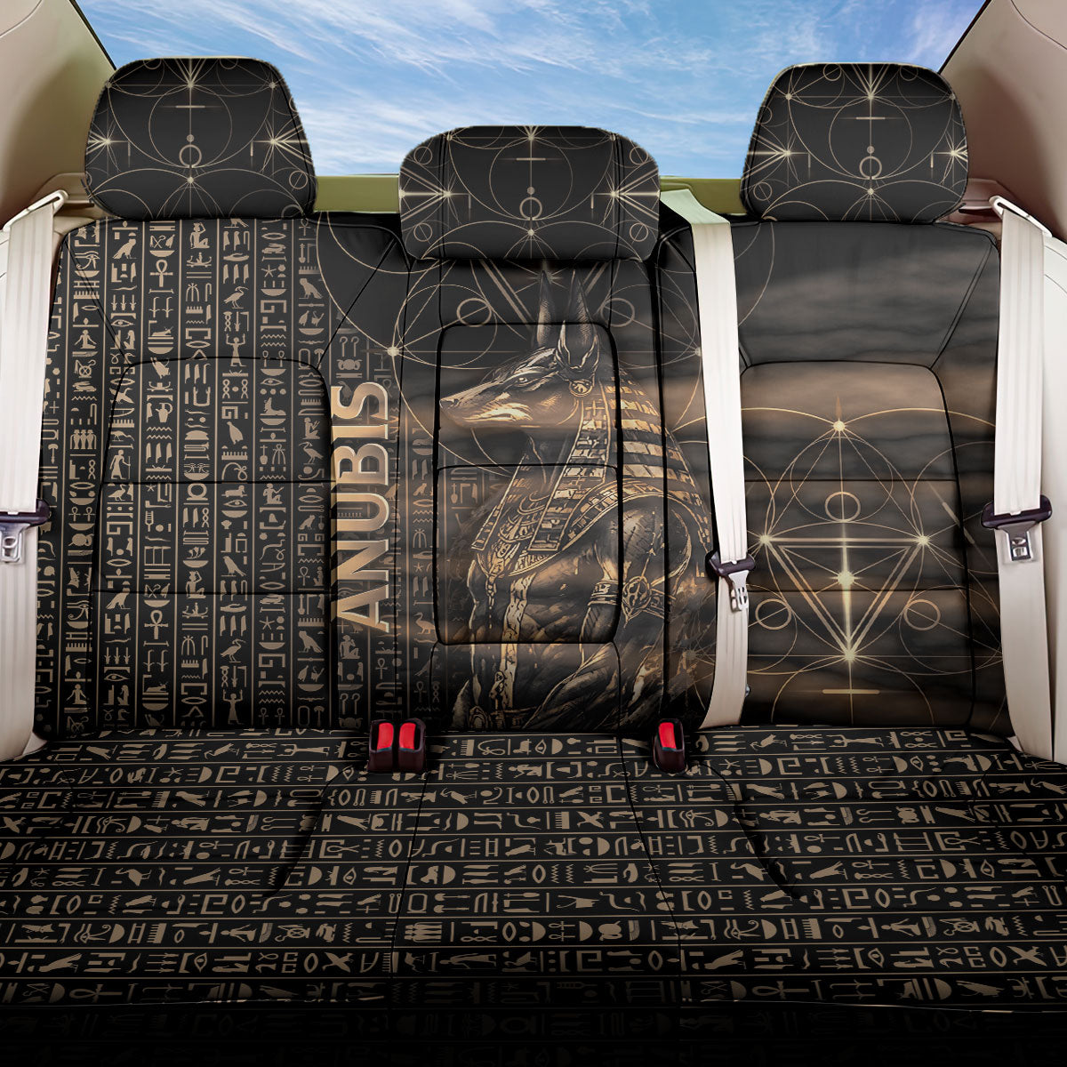 Egyptian God Anubis Back Car Seat Cover Jackal Headed Deity Ancient Egypt Mythology Gilded