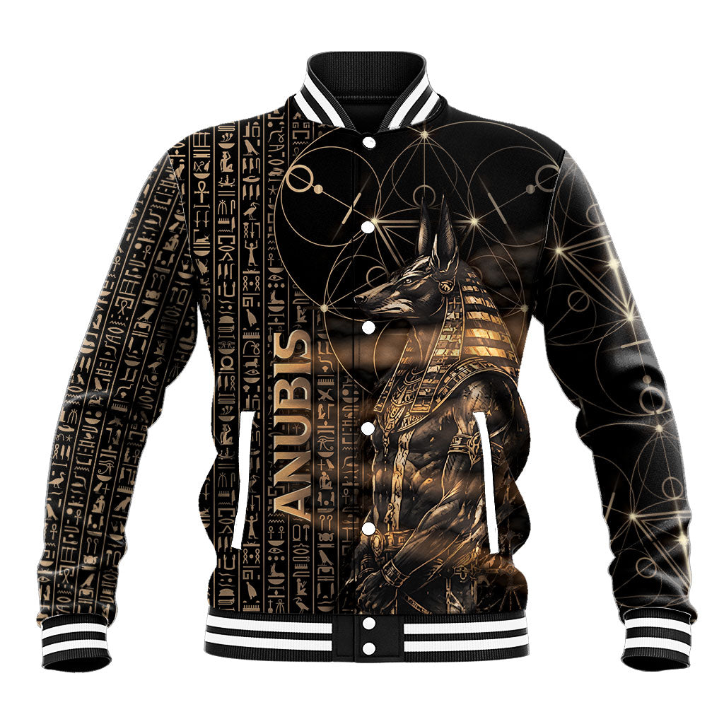 Personalized Egyptian God Anubis Baseball Jacket Jackal Headed Deity Ancient Egypt Mythology Gilded