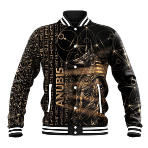 Personalized Egyptian God Anubis Baseball Jacket Jackal Headed Deity Ancient Egypt Mythology Gilded