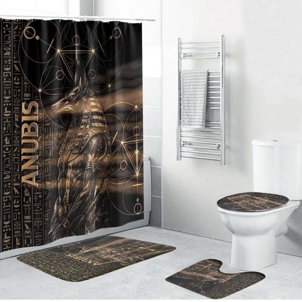Egyptian God Anubis Bathroom Set Jackal Headed Deity Ancient Egypt Mythology Gilded