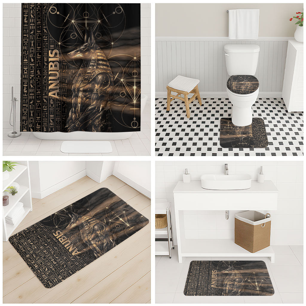 Egyptian God Anubis Bathroom Set Jackal Headed Deity Ancient Egypt Mythology Gilded