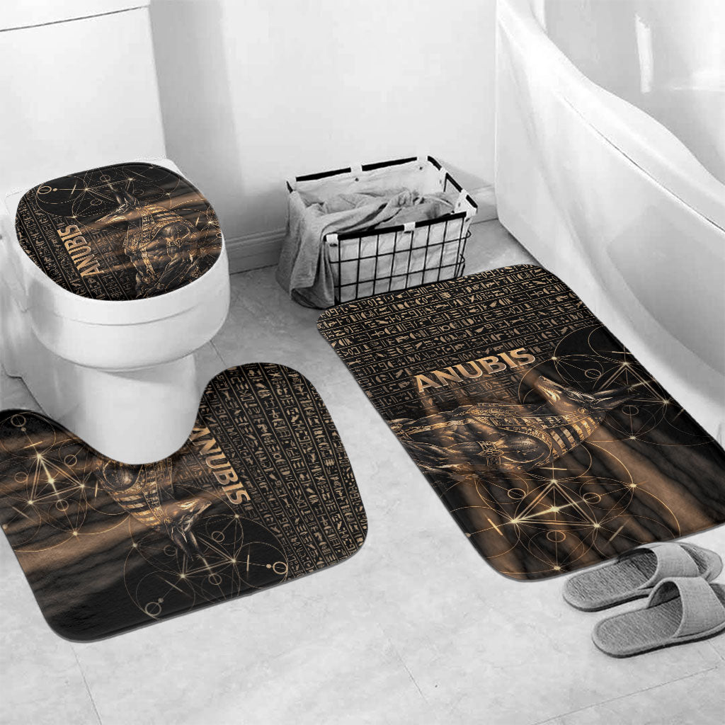 Egyptian God Anubis Bathroom Set Jackal Headed Deity Ancient Egypt Mythology Gilded