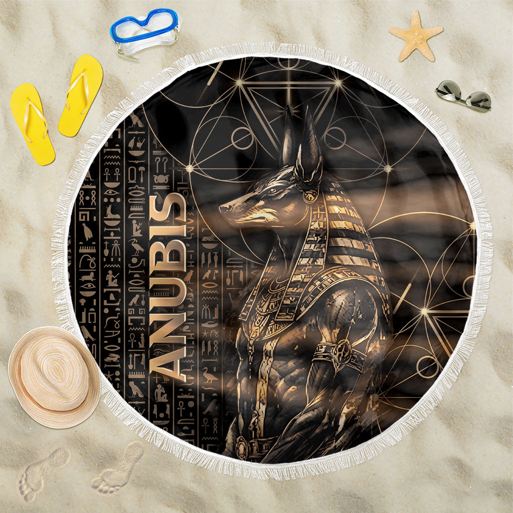 Egyptian God Anubis Beach Blanket Jackal Headed Deity Ancient Egypt Mythology Gilded