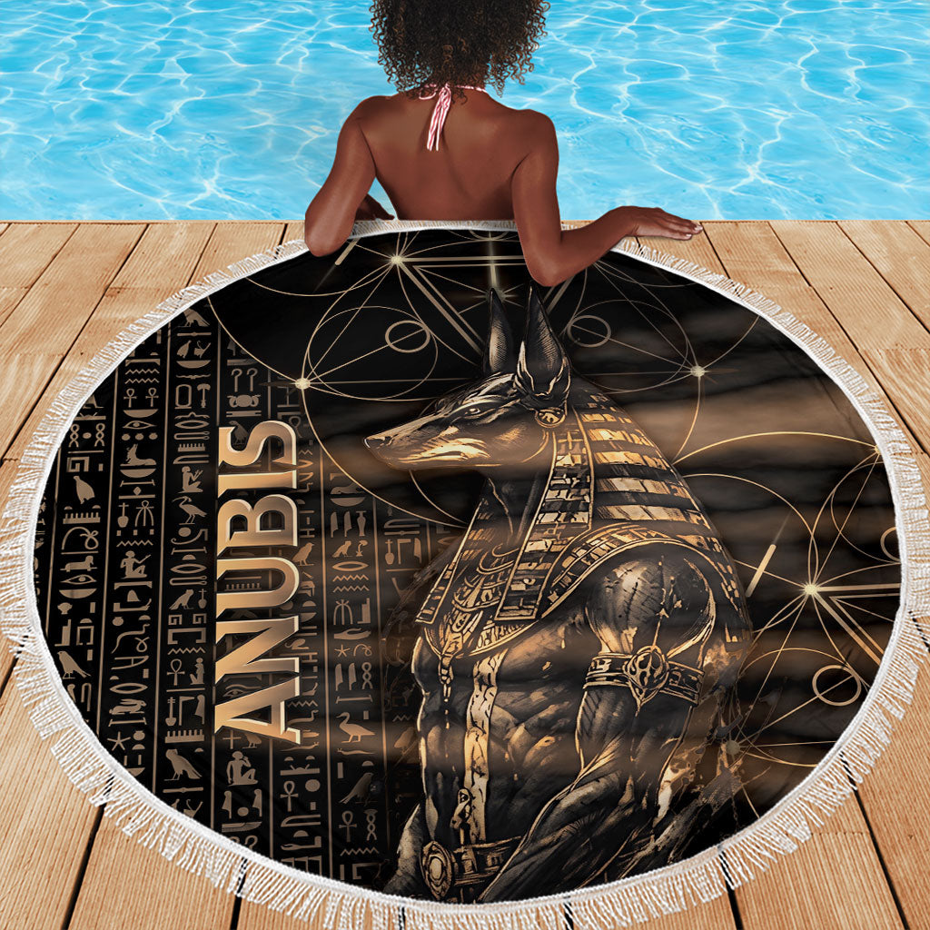 Egyptian God Anubis Beach Blanket Jackal Headed Deity Ancient Egypt Mythology Gilded