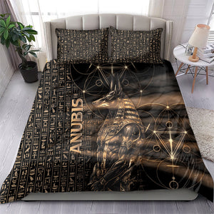 Egyptian God Anubis Bedding Set Jackal Headed Deity Ancient Egypt Mythology Gilded