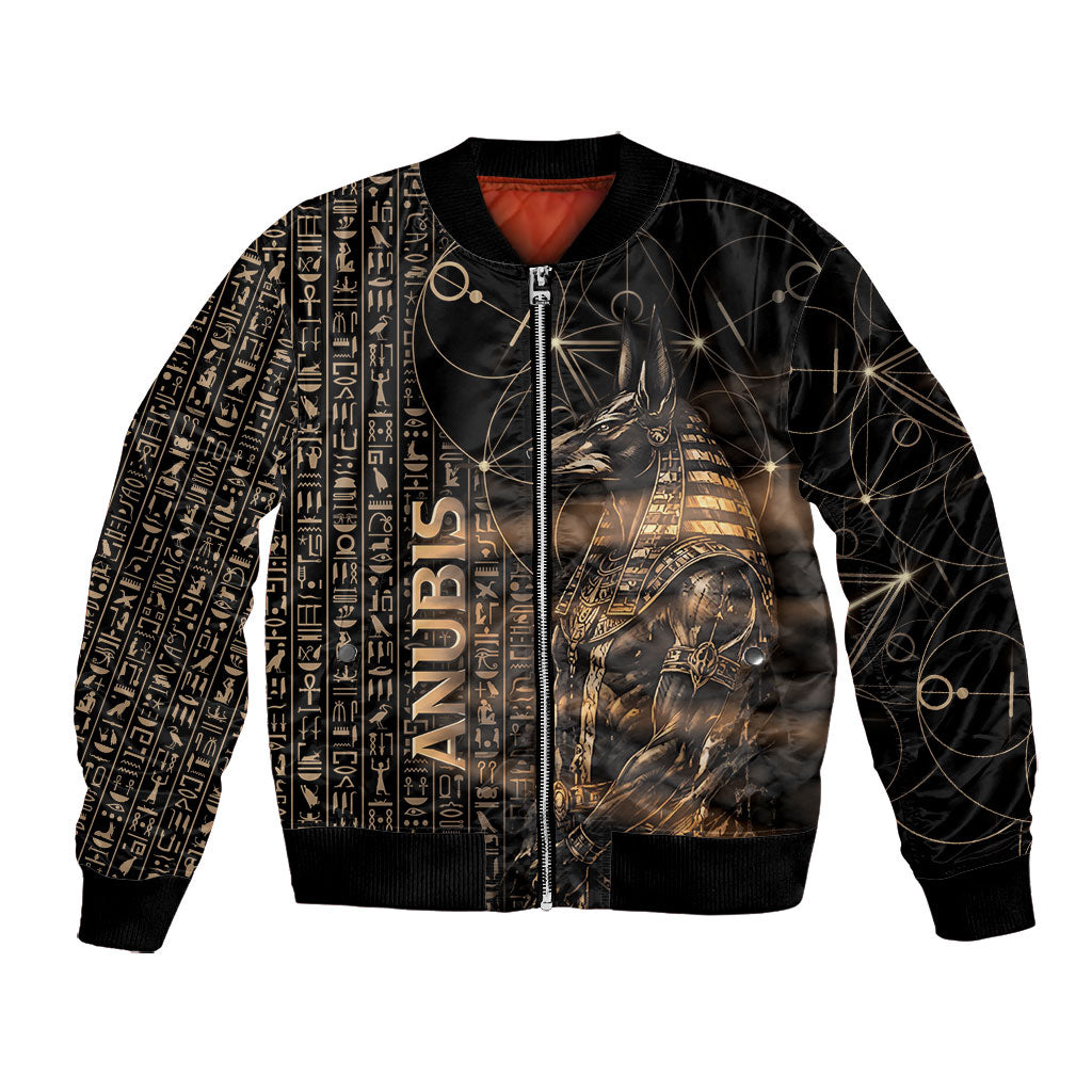 Personalized Egyptian God Anubis Bomber Jacket Jackal Headed Deity Ancient Egypt Mythology Gilded