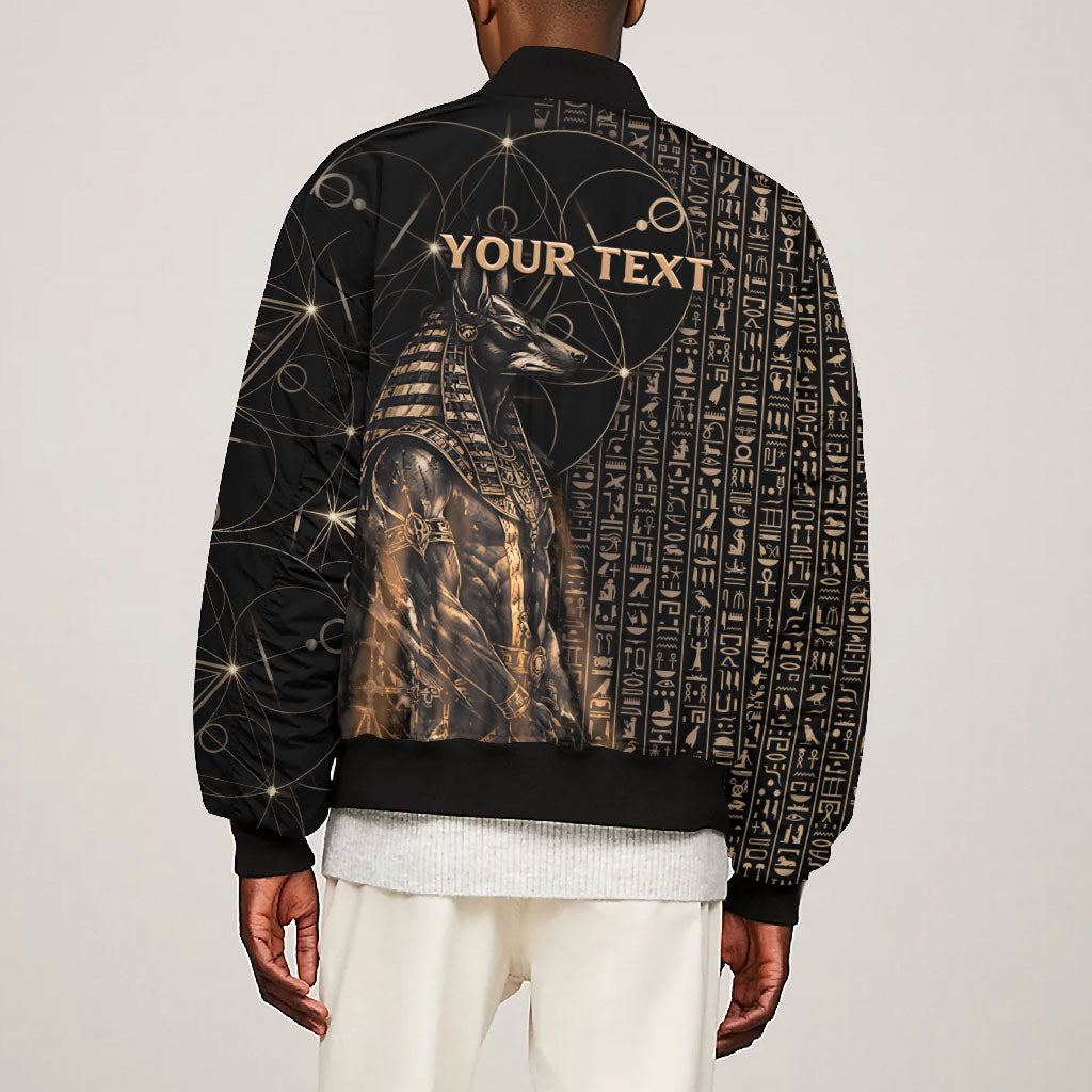 Personalized Egyptian God Anubis Bomber Jacket Jackal Headed Deity Ancient Egypt Mythology Gilded