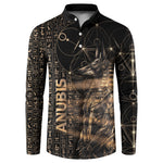 Personalized Egyptian God Anubis Button Sweatshirt Jackal Headed Deity Ancient Egypt Mythology Gilded