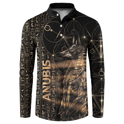 Personalized Egyptian God Anubis Button Sweatshirt Jackal Headed Deity Ancient Egypt Mythology Gilded