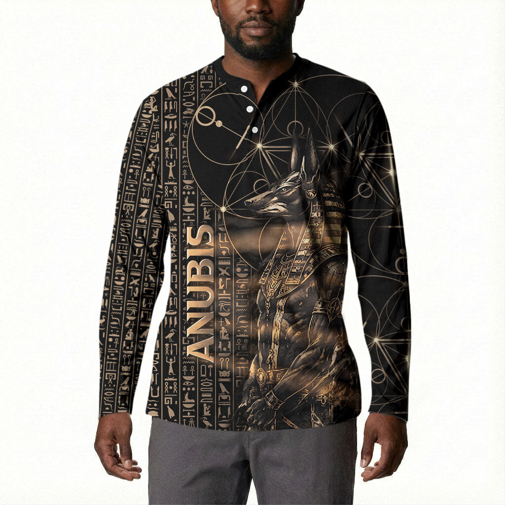 Personalized Egyptian God Anubis Button Sweatshirt Jackal Headed Deity Ancient Egypt Mythology Gilded