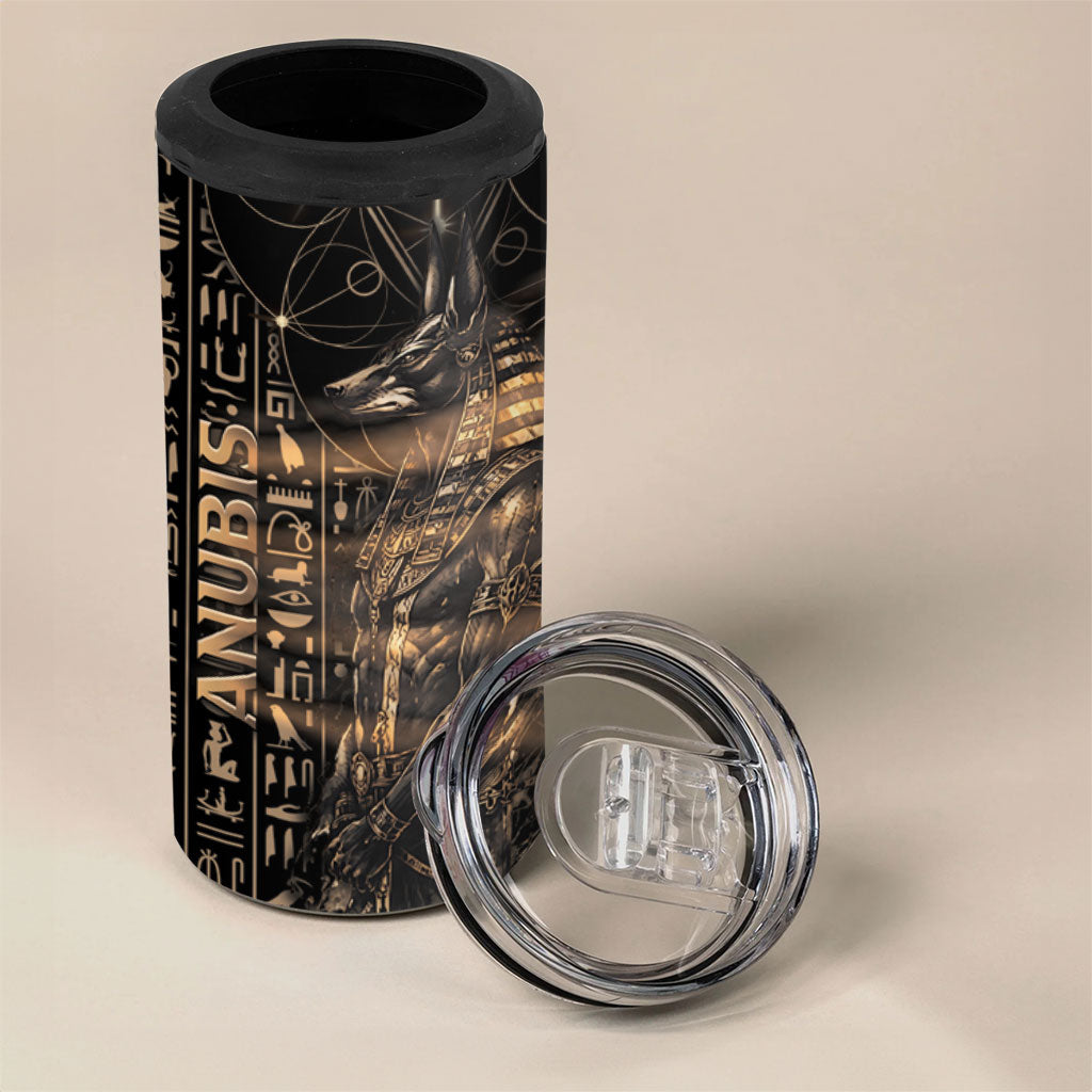 Personalized Egyptian God Anubis 4 in 1 Can Cooler Tumbler Jackal Headed Deity Ancient Egypt Mythology Gilded