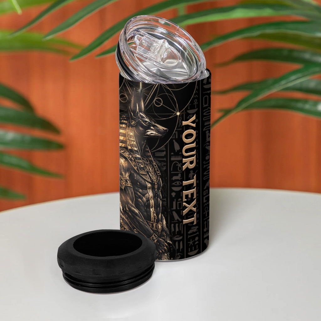 Personalized Egyptian God Anubis 4 in 1 Can Cooler Tumbler Jackal Headed Deity Ancient Egypt Mythology Gilded