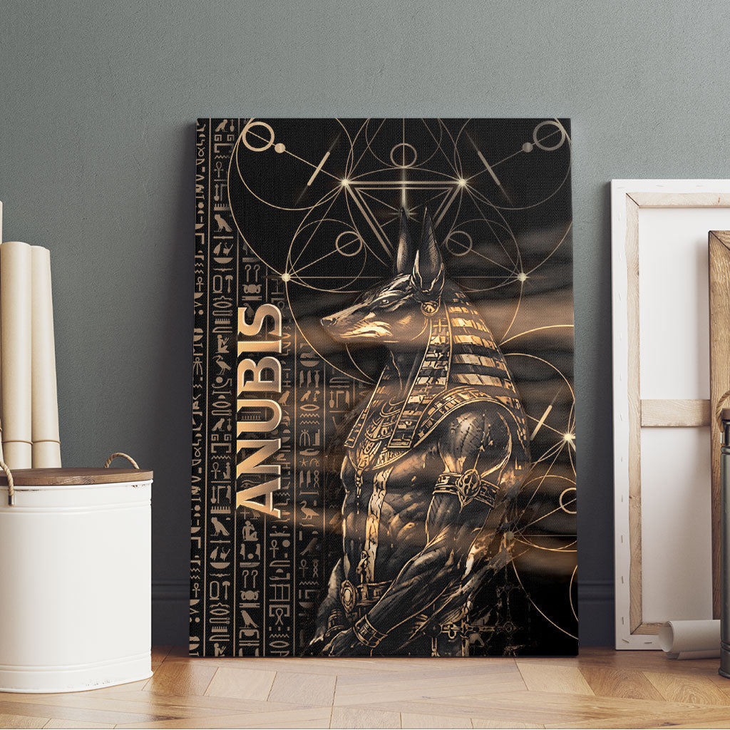 Egyptian God Anubis Canvas Wall Art Jackal Headed Deity Ancient Egypt Mythology Gilded