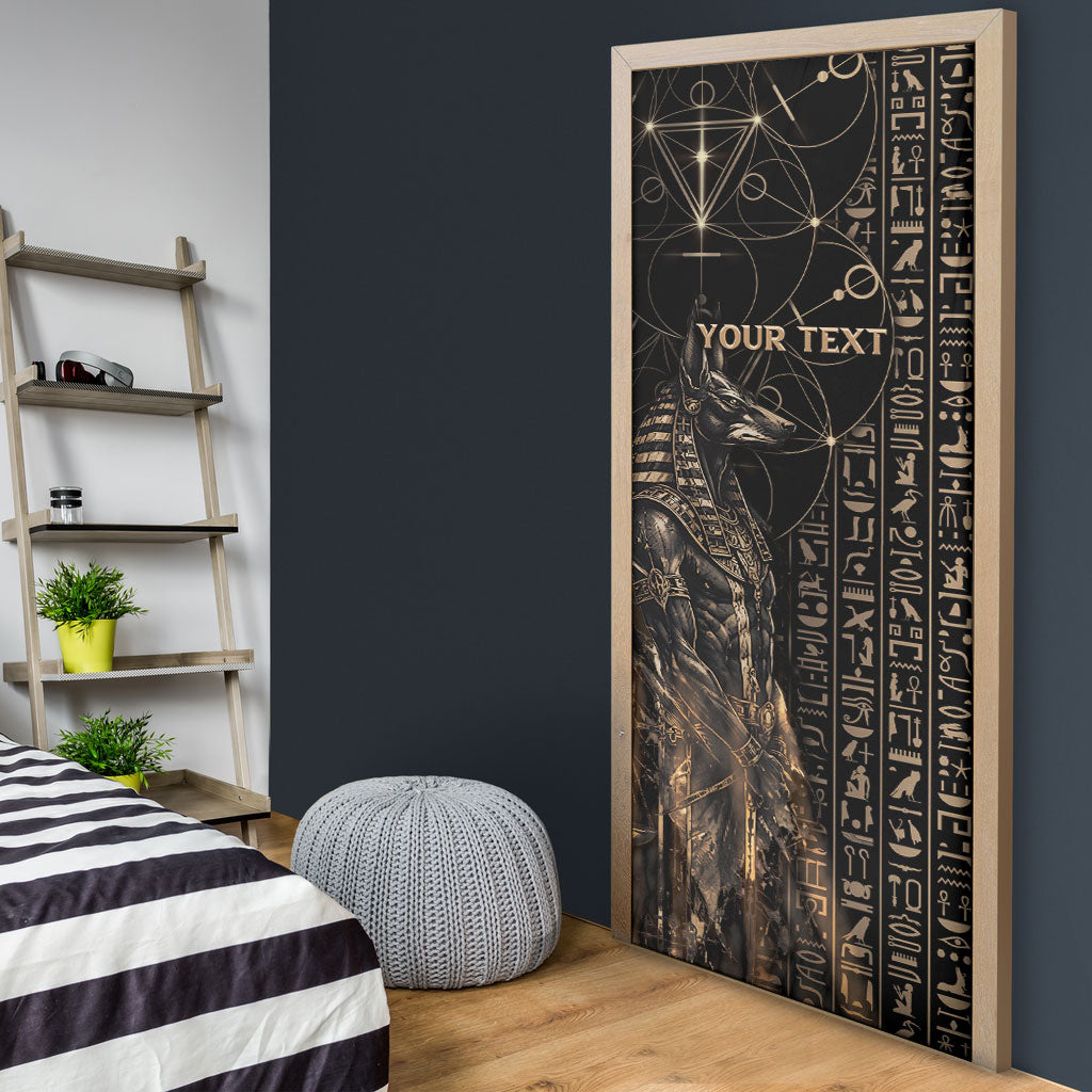 Personalized Egyptian God Anubis Door Cover Jackal Headed Deity Ancient Egypt Mythology Gilded